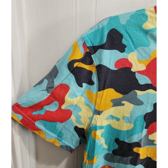 Champion Abstract Blue Camouflage AOP Logo Crewneck Short Sleeve T Shirt Size M - Picture 4 of 10